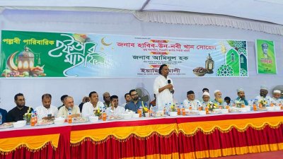 বক্তৃতা করছেন বিএনপির যুগ্ম মহাসচিব হাবিব উন নবী খান সোহেল