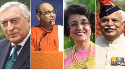 আলোচকদের মধ্যে ছিলেন (বাঁ থেকে) কানওয়াল সিব্বাল, স্বরূপ প্রসাদ ঘোষ, ভিনা সিক্রি ও জেনারেল ভিকে চতুর্বেদী