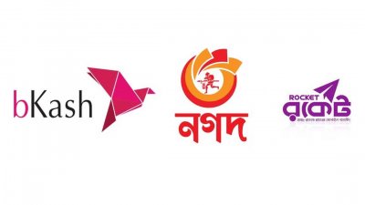 বিকাশ, নগদ ও রকেট