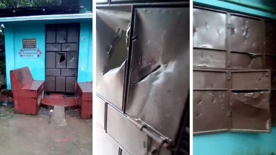 হামলাকারীরা বাড়ির গেট ও দরজা-জানালা ভাঙচুর করে