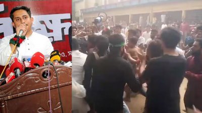 পৌর পার্কের শহীদ টিটু মিলনায়তন চত্বরে এনসিপির মুখ্য সংগঠক (উত্তরাঞ্চল) সারজিস আলমের উপস্থিতিতে মারামারির ঘটনা ঘটে