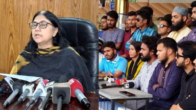 দুপুর ১২টায় সংবাদ সম্মেলনে বক্তব্য রাখেন বরিশাল বিশ্ববিদ্যালয়ের উপাচার্য শুচিতা শরমিন, বেলা ২টায় সংবাদ সম্মেলন করে উপাচার্যকে অপসারণের এক দফা ঘোষণা করেন একদল শিক্ষার্থী