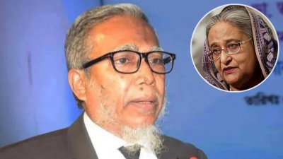 অ্যাডভোকেট জহিরুল ইসলাম সেলিম, ইনসেটে শেখ হাসিনা