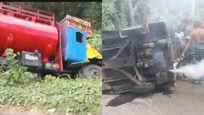 দুর্ঘটনাকবলিত দুই গাড়ি