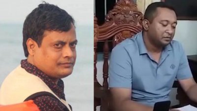 শিক্ষক মাহমুদুল হক ও বদলি হওয়া ওসি আব্দুল আল মামুন শাহ