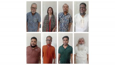 সাবেক সিইসি কে এম নূরুল হুদা-সহ গ্রেফতার ব্যক্তিরা, ছবি: ডিএমপি