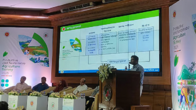 আগারগাঁওয়ে বিবিএস মিলনায়তনে আয়োজিত অনুষ্ঠানে ‘উৎপাদনশীল ও টেকসই কৃষি জরিপ ২০২৫’-এর চূড়ান্ত ফলাফল প্রকাশ করা হয়