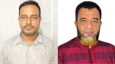বাঁ থেকে  মো. আবু সাঈদ হোসেন পাখী ও আব্দুল মতিন শিরিন