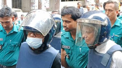 আদালত চত্বরে কামরুল ইসলাম ও শামসুদ্দিন চৌধুরী মানিক