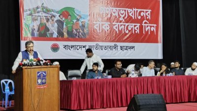 আলোচনা সভায় বক্তব্য দিচ্ছেন বিএনপির স্থায়ী কমিটির সদস্য সালাহ উদ্দিন আহমেদ