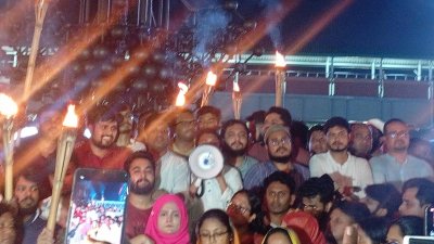 কাওরান বাজারে বিক্ষোভ সমাবেশ ও প্রতিবাদ মিছিল থেকে আল্টিমেটামের ঘোষণা দেন আকরাম হুসেইন