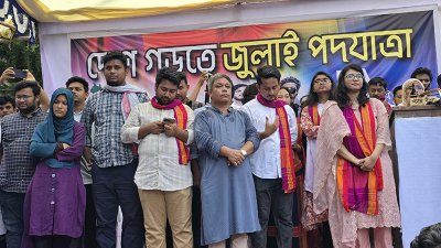 রাঙামাটিতে সমাবেশে বক্তব্য দেন নাহিদ ইসলাম