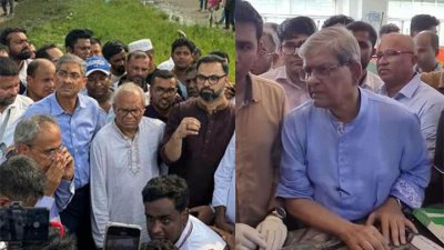 দুর্ঘটনাস্থলে যান বিএনপি নেতারা, বার্ন ইনস্টিটিউটে মির্জা ফখরুল ইসলাম আলমগীর