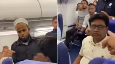 বিমানে সহযাত্রীর থাপ্পড়ের শিকার হুসেইন আহমেদ মজুমদার (বামে)। ছবি: এক্স।