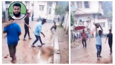 রাজধানীর মিটফোর্ড হাসপাতালের সামনে গত ৯ জুলাই ভাঙারি ব্যবসায়ী লাল চাঁদ ওরফে সোহাগকে পিটিয়ে হত্যা করা হয় (ইনসেটে নিহত সোহাগ)