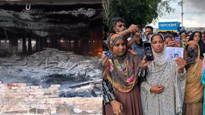 পুড়ে যাওয়া কারখানা ও নিখোঁজদের স্বজনরা