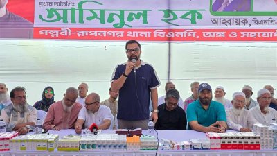 বক্তব্য রাখছেন বাংলাদেশ জাতীয়তাবাদী দলের (বিএনপি) কেন্দ্রীয় ক্রীড়া বিষয়ক সম্পাদক ও ঢাকা মহানগর উত্তর বিএনপির আহবায়ক আমিনুল হক/বাংলা ট্রিবিউন