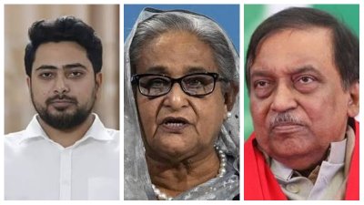 নাহিদ ইসলাম, শেখ হাসিনা ও আসাদুজ্জামান খান কামাল (কোলাজ)