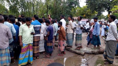 ভূরুঙ্গামারীতে সারের দাবিতে সড়ক অবরোধ