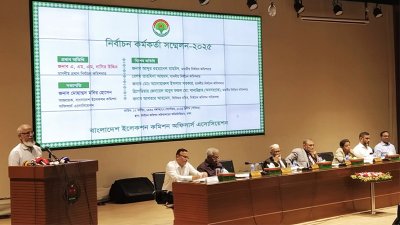 নির্বাচন ভবনে আয়োজিত এক সম্মেলনে নির্বচন কমিশনার মো. আনোয়ারুল ইসলাম সরকার/বাংলা ট্রিবিউন