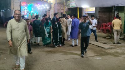 খাগড়াছড়ি পূজা মণ্ডপে দর্শনার্থীরা, সমাগম একেবারেই কম