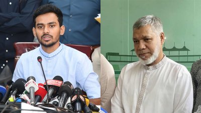 যুব ও ক্রীড়া উপদেষ্টা আসিফ মাহমুদ এবং ইন্দিরা রোড ক্রীড়া চক্রের কাউন্সিলর রফিকুল ইসলাম বাবু/কোলাজ