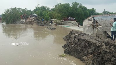 জোয়ারে নদীর পানি বেড়ে খুলনার দাকোপ উপজেলায় পানি উন্নয়ন বোর্ডের (পাউবো) বাঁধ ভেঙে ৩০০ হেক্টর (প্রায় দুই হাজার ২৩১ বিঘা) জমির আমন ধান তলিয়ে গেছে