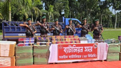 জব্দ করা অবৈধ ভারতীয় পণ্য
