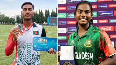সাগর ইসলাম বামে, ডানে মারুফা আক্তার।
