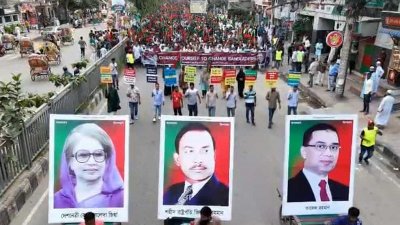 উত্তরার ১১ নম্বর সেক্টরের জমজম টাওয়ারের সামনে থেকে মিছিলটি শুরু হয়/বাংলা ট্রিবিউন