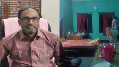 অধ্যক্ষ প্রফেসর ড. মজিবল হায়দার চৌধুরী ও কলেজ ভবনে তার থাকার ঘর