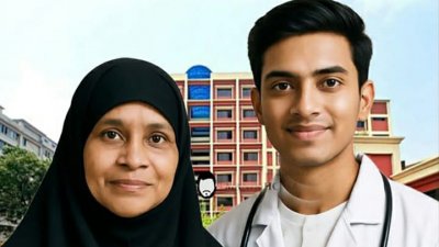 ভূমিকম্পে নিহত ছেলের সাথে আহত মা।