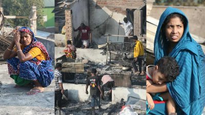 আগুনে নিঃস্ব কড়াইল বস্তিবাসী