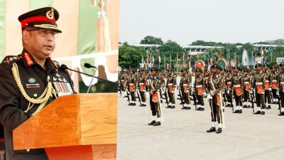 চট্টগ্রামে সেনাবাহিনীর বিএমএ স্পেশাল কোর্সের অফিসার ক্যাডেটদের কমিশনপ্রাপ্তি উপলক্ষে আয়োজিত রাষ্ট্রপতি কুচকাওয়াজ অনুষ্ঠানে বক্তব্য দেন সেনাপ্রধান জেনারেল ওয়াকার-উজ-জামান