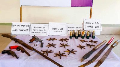 উদ্ধার হওয়া অস্ত্র ও গোলাবারুদ