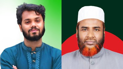 শরিফ ওসমান হাদি এবং বাংলাদেশ জামায়াতে ইসলামীর সেক্রেটারি জেনারেল মিয়া গোলাম পরওয়ার/ কোলাজ