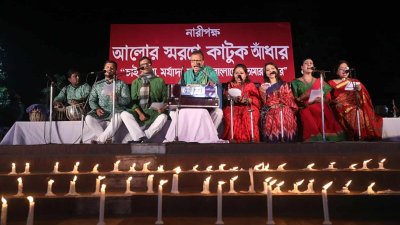 সন্ধ্যায় কেন্দ্রীয় শহীদ মিনারে নারীপক্ষ’র বিশেষ এই অনুষ্ঠান অনুষ্ঠিত হয়/ বাংলা ট্রিবিউন