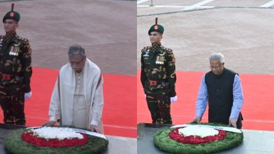 শহীদ বুদ্ধিজীবীদের প্রতি শ্রদ্ধা নিবেদন করেছেন  রাষ্ট্রপতি ও প্রধান উপদেষ্টা (কোলাজ))