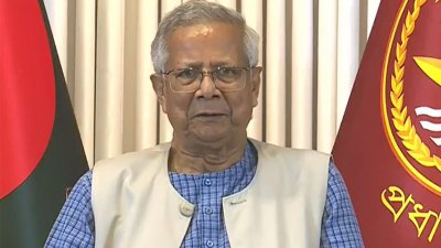জাতির উদ্দেশে ভাষণ দিচ্ছেন প্রধান উপদেষ্টা, ছবি: প্রেস উইং