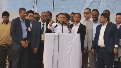 বক্তব্য রাখছেন তারেক রহমান (ছবি: মেহেদি হাসান)