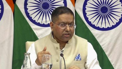 পররাষ্ট্র মন্ত্রণালয়ের মুখপাত্র রণধীর জয়সওয়াল। ফাইল ছবি: পিটিআই