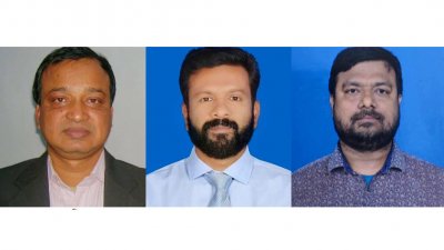 কবিরুল ইসলাম সিদ্দিকী, মাহাবুব হোসেন পিয়াল ও মফিজুর রহমান শিপন (বাঁ থেকে)
