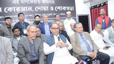 বারডেম জেনারেল হাসপাতালে এক সভায় কথা বলছেন মির্জা আব্বাস। ছবি: বাংলা ট্রিবিউন