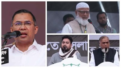 তারেক রহমান, শফিকুর রহামান, নাহিদ ইসলাম ও সাইফুল আলম খান মিলন