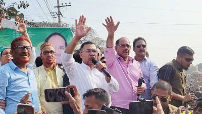 বগুড়ার শেরপুরে ধানের শীষের জন্য ভোট চাইলেন তারেক রহমান