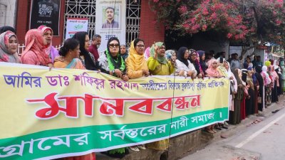 মানববন্ধন ও বিক্ষোভ মিছিল করেছে ‘চট্টগ্রামের সর্বস্তরের নারী সমাজ’