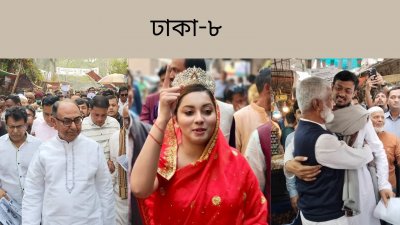 ঢাকা- আসনের তিন আলোচিত প্রার্থী মির্জা আব্বাস, মেঘনা আলম ও নাসীরুদ্দীন পাটওয়ারী