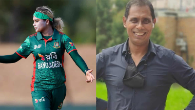 বামে জাহানারা আলম, ডানে মঞ্জুরুল ইসলাম।