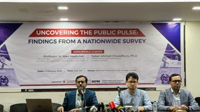 জাতীয় প্রেসক্লাবে এক সংবাদ সম্মেলনে জরিপের ফলাফল তুলে ধরা হয়