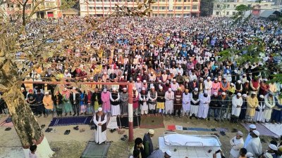 শেরপুর-৩ আসনের জামায়াত প্রার্থী নুরুজ্জামান বাদলের জানাজা